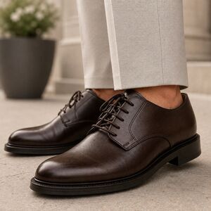 J.Crew Ludlow Mens 9.5 Brown Leather Derby Shoes Old Money Wedding Euro‎ Summer
